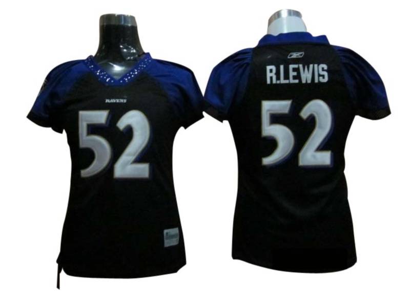 Ravens #52 Ray Lewis Black Women's Field Flirt Stitched NFL Jersey - Click Image to Close